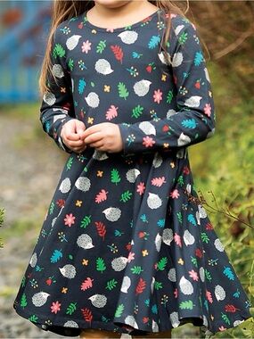 Frugi Sofia Skater Hedgehog Dress Sz 6-7